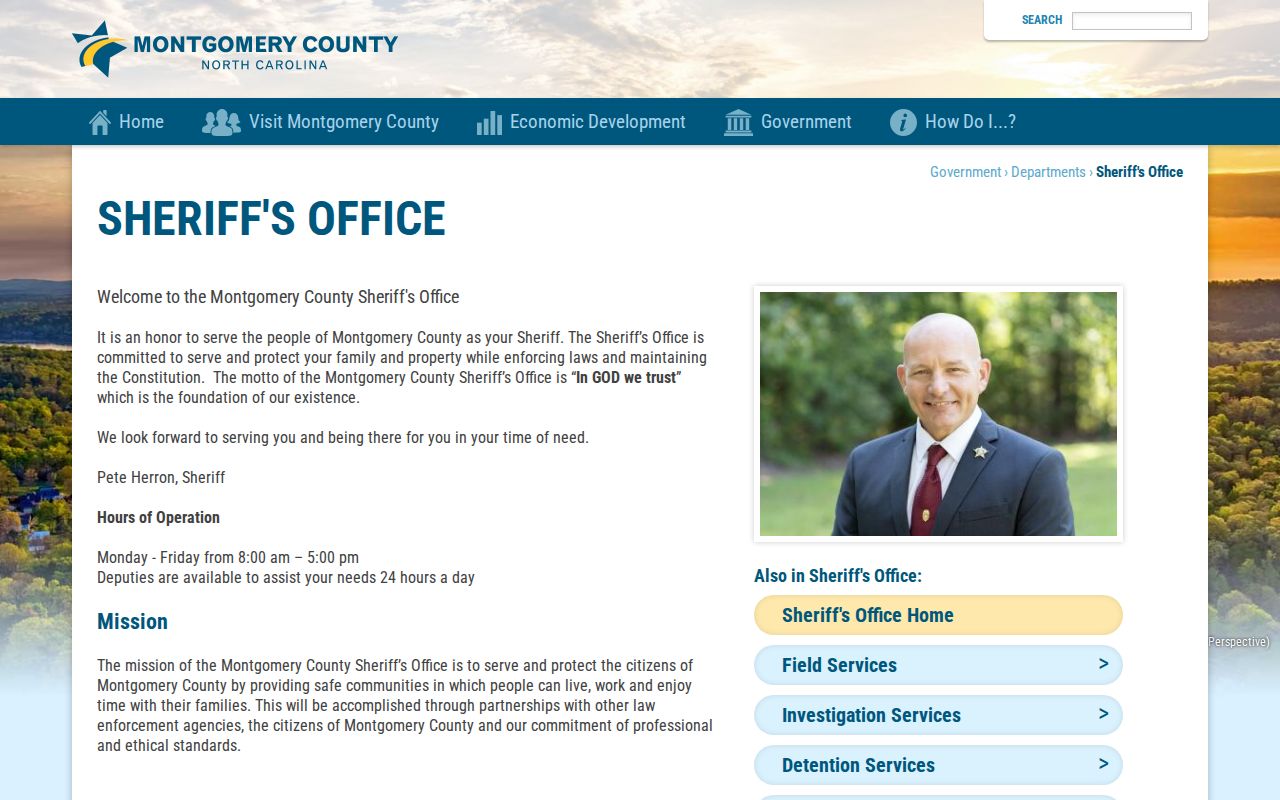 Montgomery County Sheriff’s Office contact and divisions page