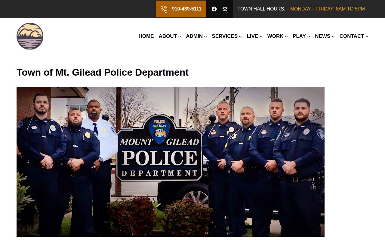 Official Mount Gilead Police Department contact, dispatch, and crime tip information